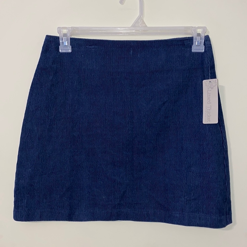 Lizard Thicket Lyn Burches small women’s blue cotton skirt cord trendy zipper